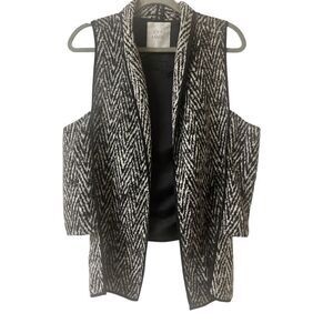 Black and White Herringbone Women's Vest